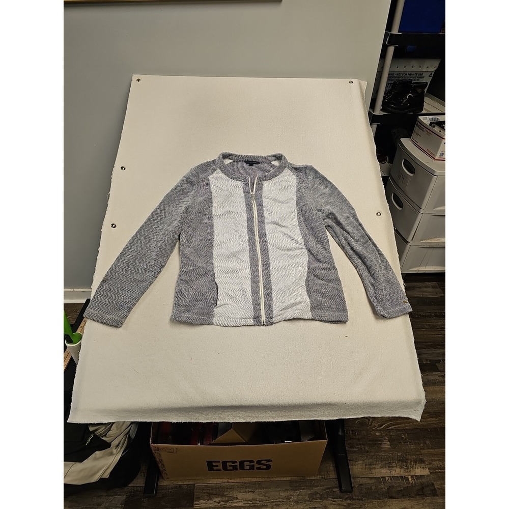 Tommy Hilfiger Long Sleeve Full Zip Sweatshirt Sweater Knit Gray XL